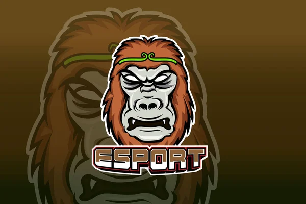Mascotte Mascotte Gorilla Sport Logo Sportivo — Vettoriale Stock