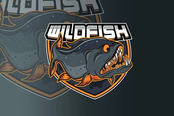 Wild Fish Sport Logo Squadra Modello — Vettoriale Stock
