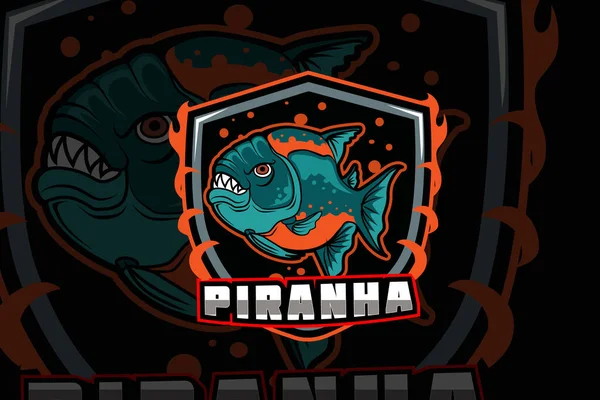 Piranha Sport Logo Design — Vettoriale Stock