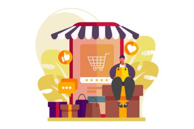 E Commerce Flat Çizim Tasarımı