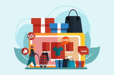 E Commerce Flat Çizim Tasarımı