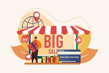 E Commerce Flat Çizim Tasarımı