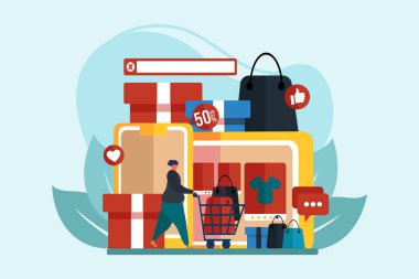 E Commerce Flat Çizim Tasarımı