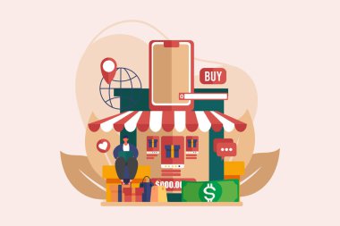 E Commerce Flat Çizim Tasarımı
