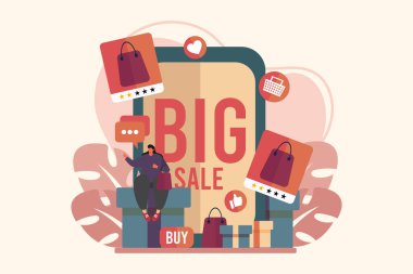 E Commerce Flat Çizim Tasarımı