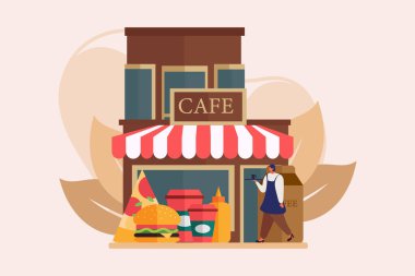 Cafe Düz Çizim Tasarımı