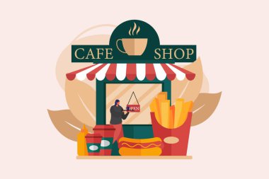 Cafe Düz Çizim Tasarımı