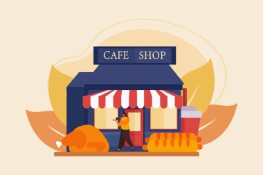 Cafe Düz Çizim Tasarımı
