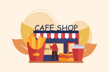 Cafe Düz Çizim Tasarımı