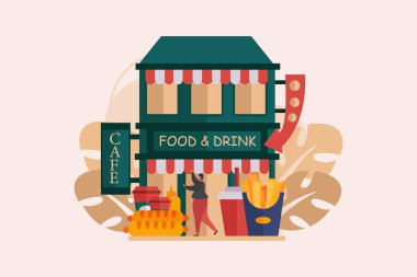 Cafe Düz Çizim Tasarımı