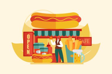 Cafe Düz Çizim Tasarımı