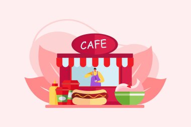 Cafe Düz Çizim Tasarımı