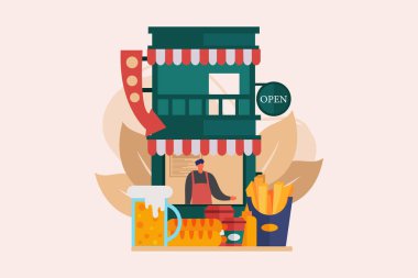 Cafe Düz Çizim Tasarımı