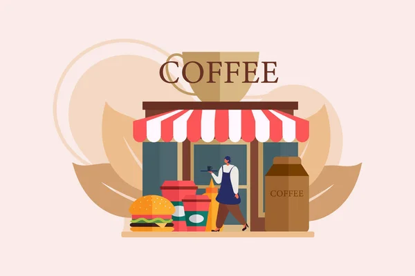 Кафе Плоский Дизайн Ілюстрації — стоковий вектор