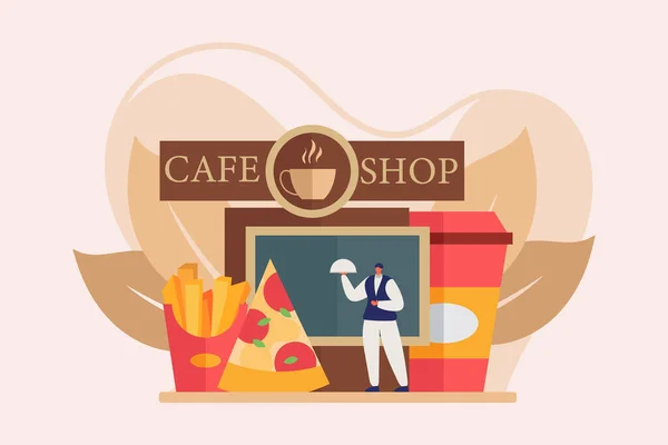 Stock vector Cafe Flat Illustration Design