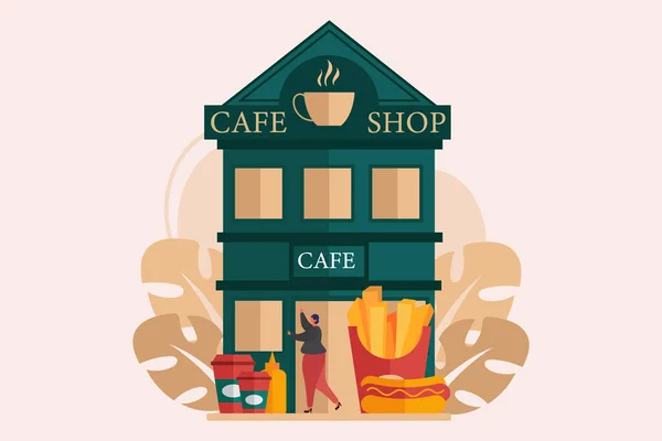 Cafe Flache Illustration Design — Stockvektor