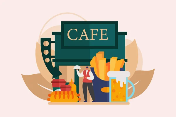 Café Flat Illustration Design — Stock vektor
