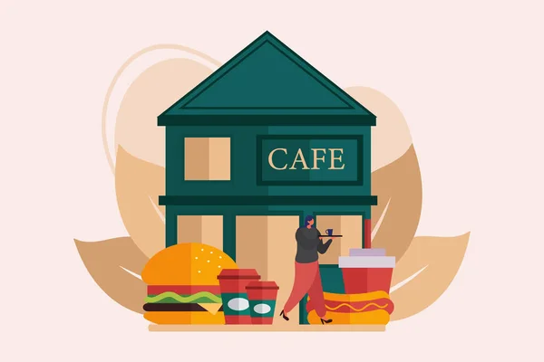 stock vector Cafe Flat Illustration Design