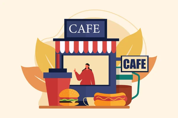Café Illustration Plate Design — Image vectorielle