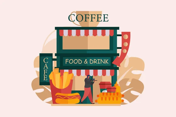 Diseño Ilustración Plana Café — Vector de stock