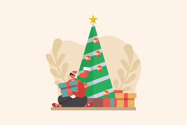 Diseño Ilustración Plana Navidad — Vector de stock