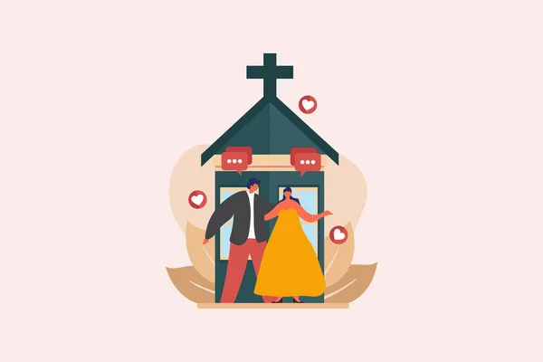 Design Ilustração Plana Casamento —  Vetores de Stock