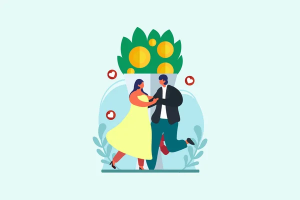 Bruiloft Vlakke Illustratie Ontwerp — Stockvector