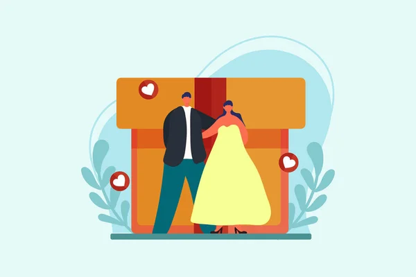 Hochzeitsflach Illustration Design — Stockvektor