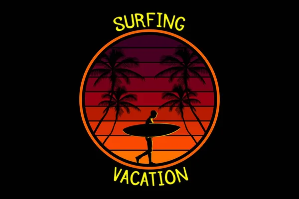 Diseño Paisaje Vacaciones Surf — Archivo Imágenes Vectoriales