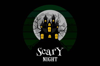 Korkunç Gece Retro Vintage Tasarım Peyzajı