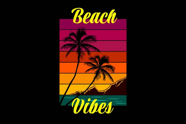 Beach Vibes Retro Diseño Paisaje Vintage — Archivo Imágenes Vectoriales