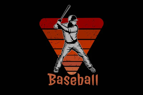 Baseball Retro Vintage Design Paisagem —  Vetores de Stock