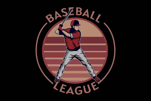 Beyzbol Ligi Retro Vintage Tasarım Manzarası — Stok Vektör