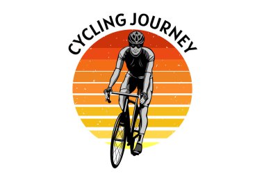 Bisiklet Yolculuğu Retro Vintage Tasarım Peyzajı