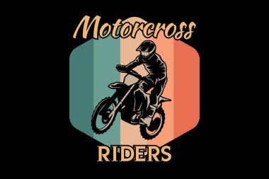 Motokros sürücüleri antika tasarım manzarası