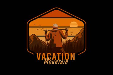 Tatil dağı antika tasarım manzarası