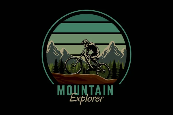 Mountain Explorer Retro Vintage Design Landschaft — Stockvektor