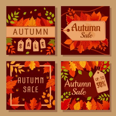 Sonbahar Satışı Koyu Kahverengi Stil Sosyal Medya Posta Tasarımı