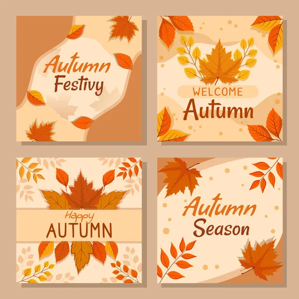 Autumn Seasonal Vintage Color Social Media Post Design — Stock Vector
