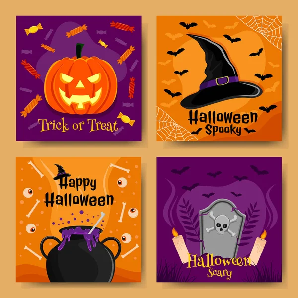 Halloween Spaventoso Social Media Post Design — Vettoriale Stock