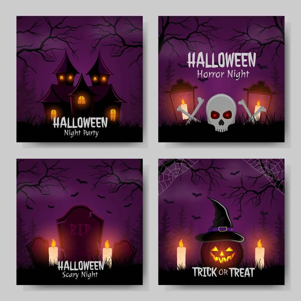 Halloween Horror Night Social Media Post Design — Vetor de Stock