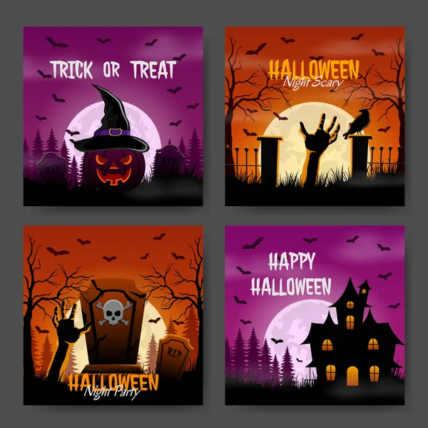 Halloween Night Scary Social Media Post Design — Vetor de Stock