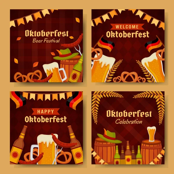 Oktoberfest Cerveza Festival Social Media Post Design — Vector de stock