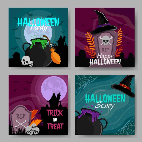 Halloween Night Scary Social Media Post Design — Stock Vector