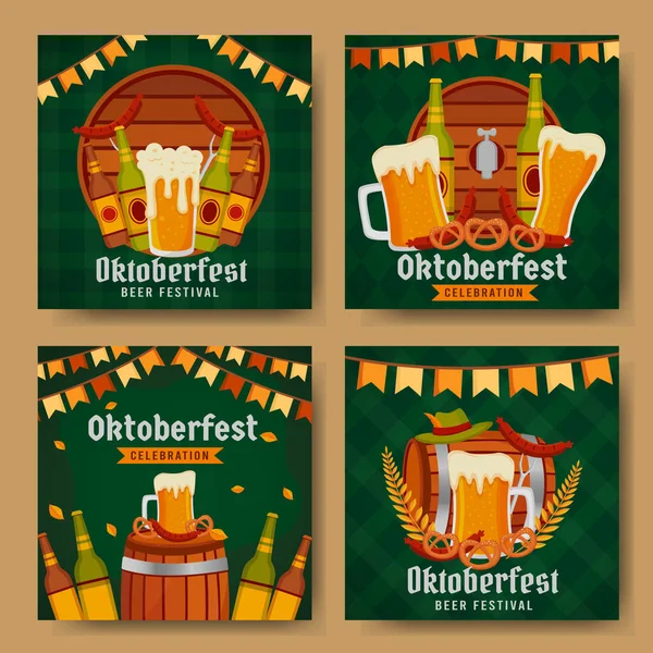 Oktoberfest Cerveza Celebración Social Media Post Design — Vector de stock