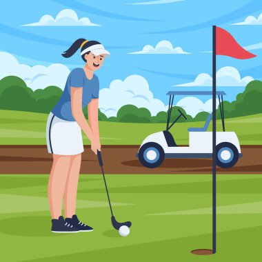 Spor Golf Düz Tasarım Çizimi