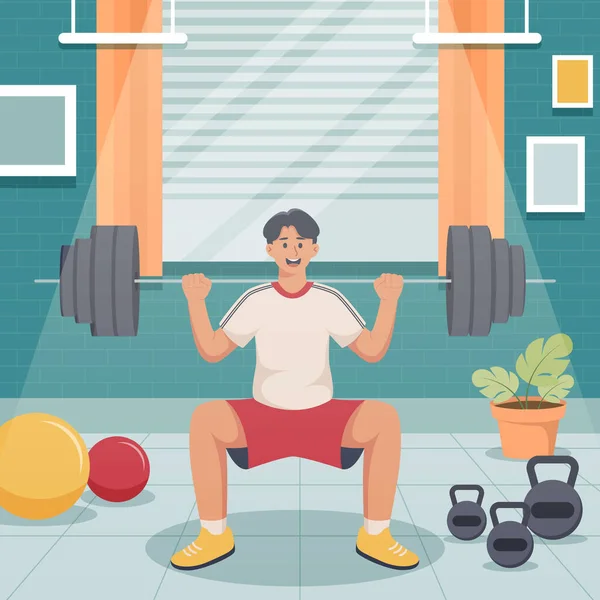 Workout Gym Flache Design Illustration — Stockvektor