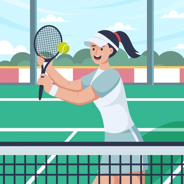 Sport Tennis Flat Design Illustration — Stock Vector
