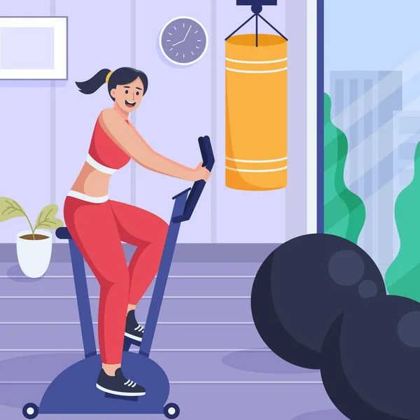 Workout Gym Flat Design Illustration — Stock vektor
