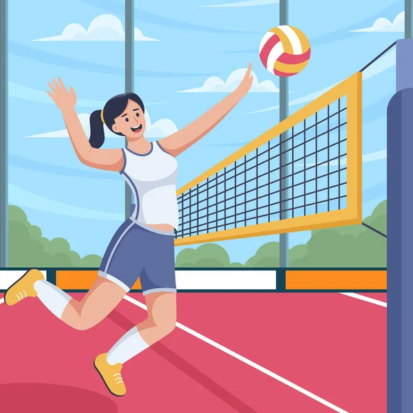 Sport Volleyball Flat Illustration Design — Stock Vector